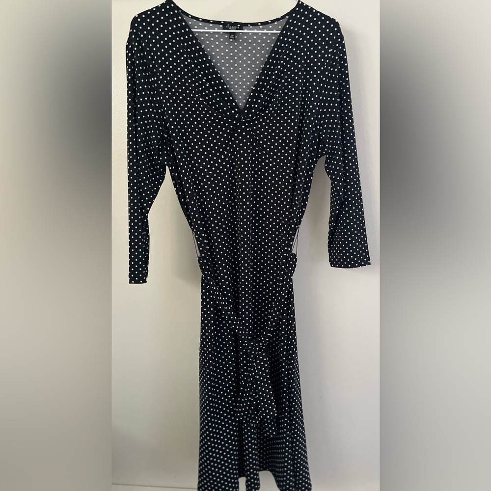 Talbots Black Polka Dot A-line Knit Dress 12P